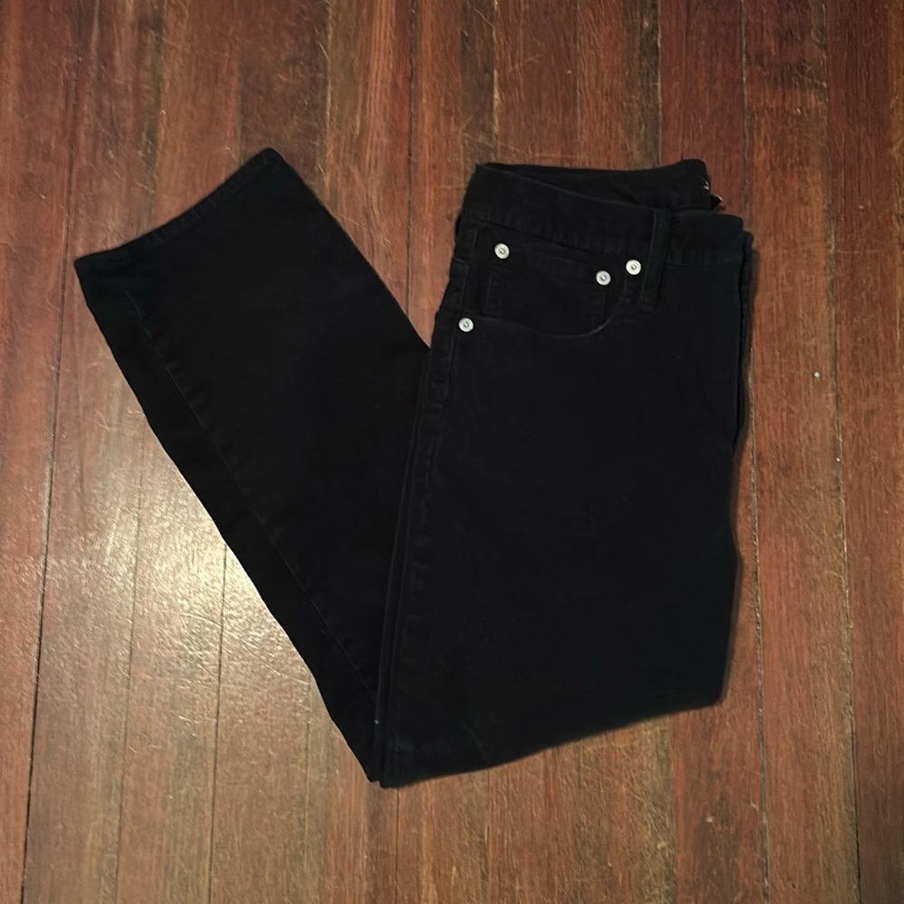 J. Crew Black Petite Vintage Slim Straight Corduroy Pant Sz 30